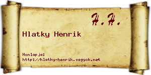Hlatky Henrik névjegykártya